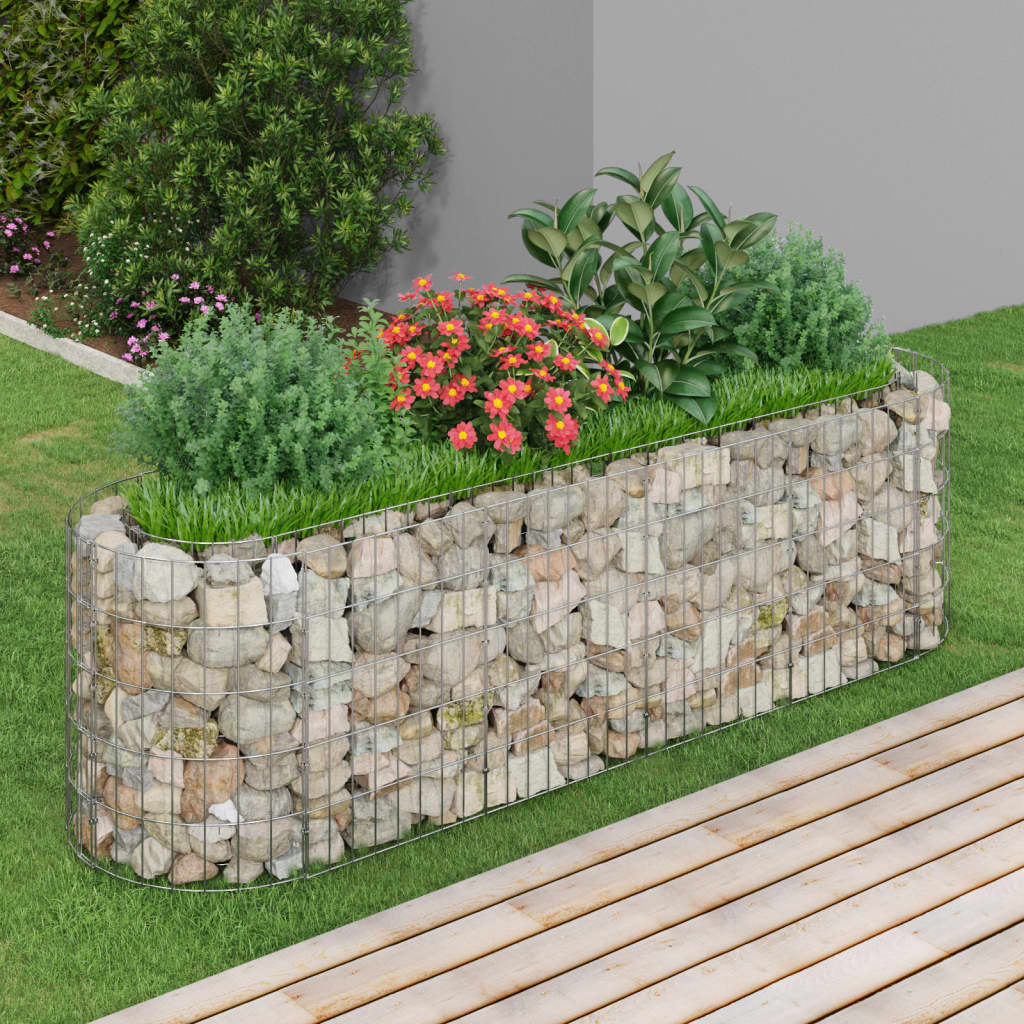 Gabion høybed galvanisert jern 190x50x50 cm vidaXL