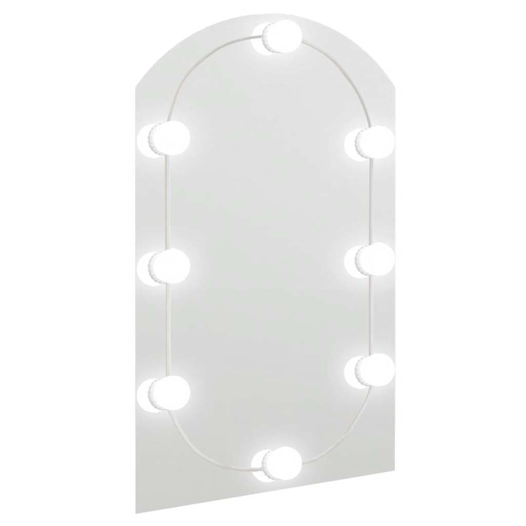 Speil med LED-lys 60x40 cm glass oval vidaXL