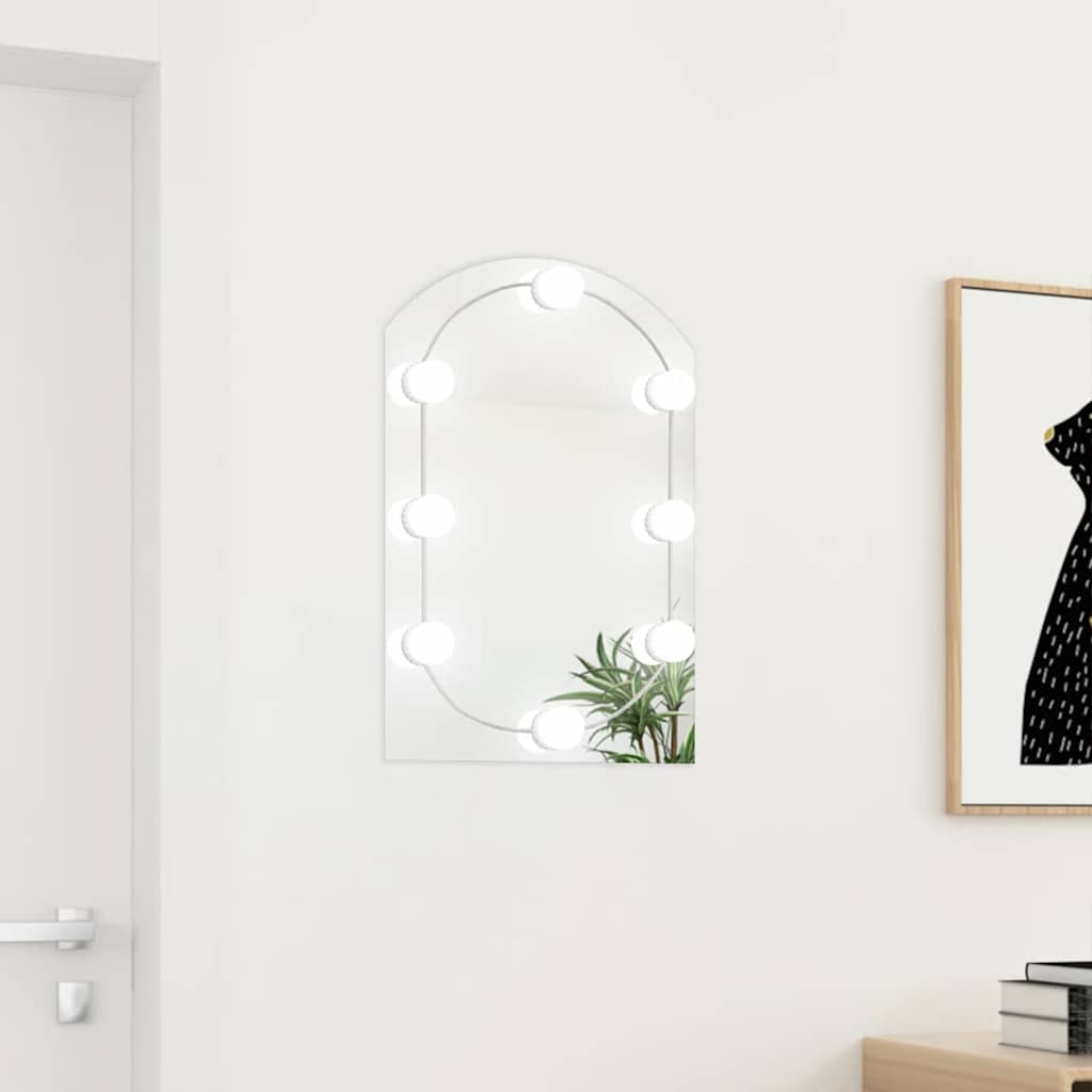 Speil med LED-lys 60x40 cm glass oval vidaXL