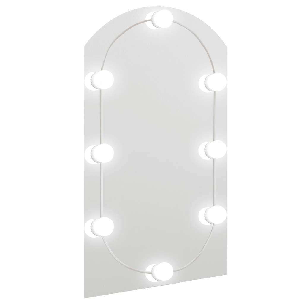 Speil med LED-lys 70x40 cm glass oval vidaXL