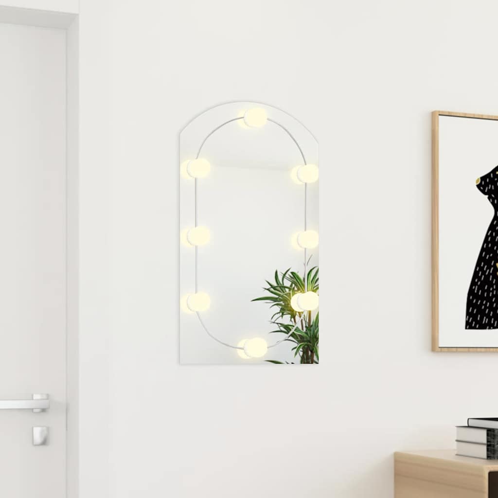 Speil med LED-lys 70x40 cm glass oval vidaXL