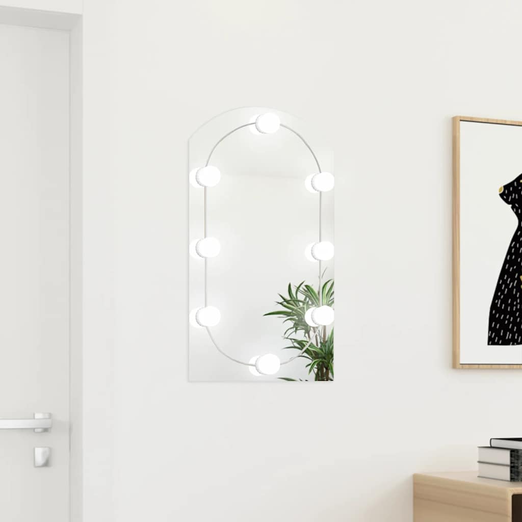 Speil med LED-lys 70x40 cm glass oval vidaXL