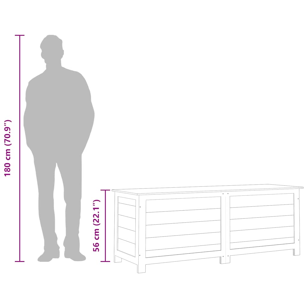 Utendørs putekasse antrasitt 150x50x56 cm heltre gran