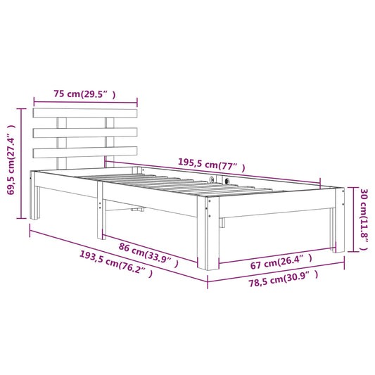 Sengeramme heltre 75x190 cm