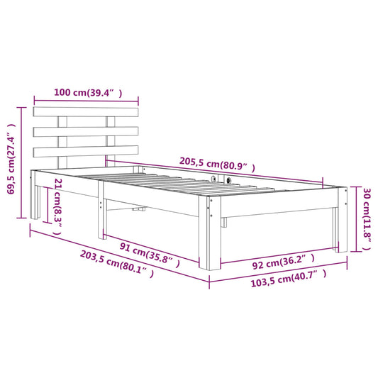 Sengeramme heltre 100x200 cm