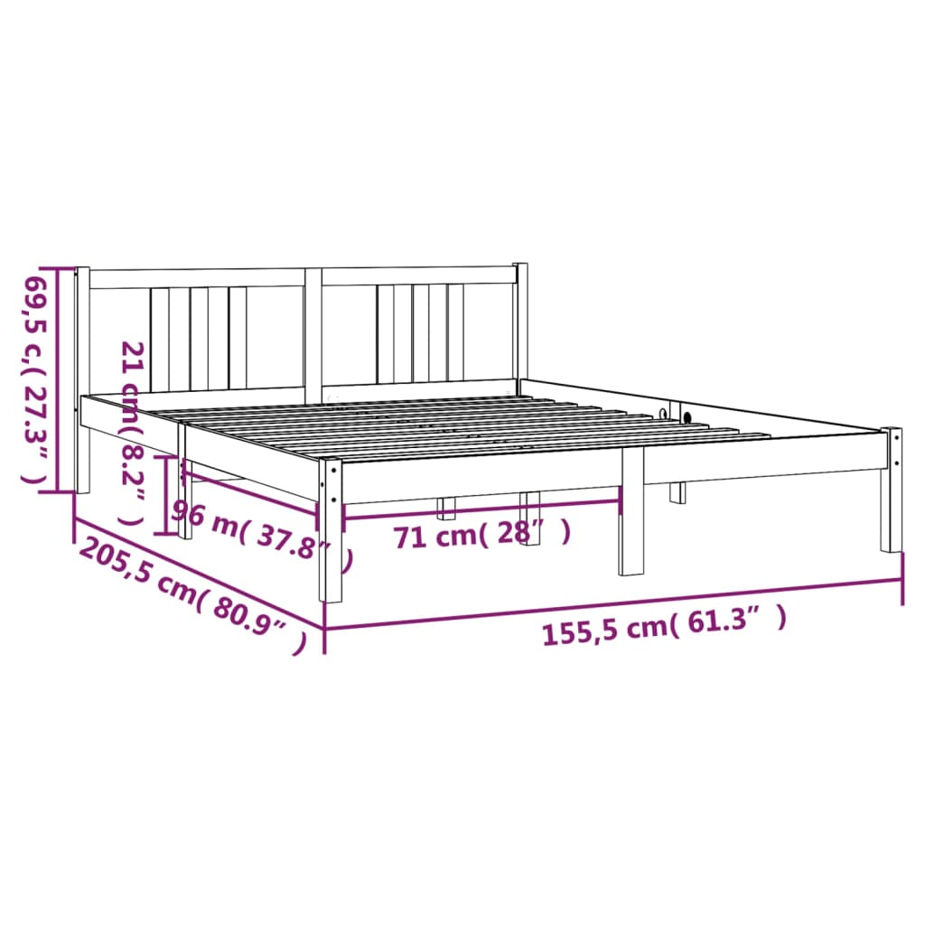Sengeramme honningbrun heltre 150x200 cm King Size