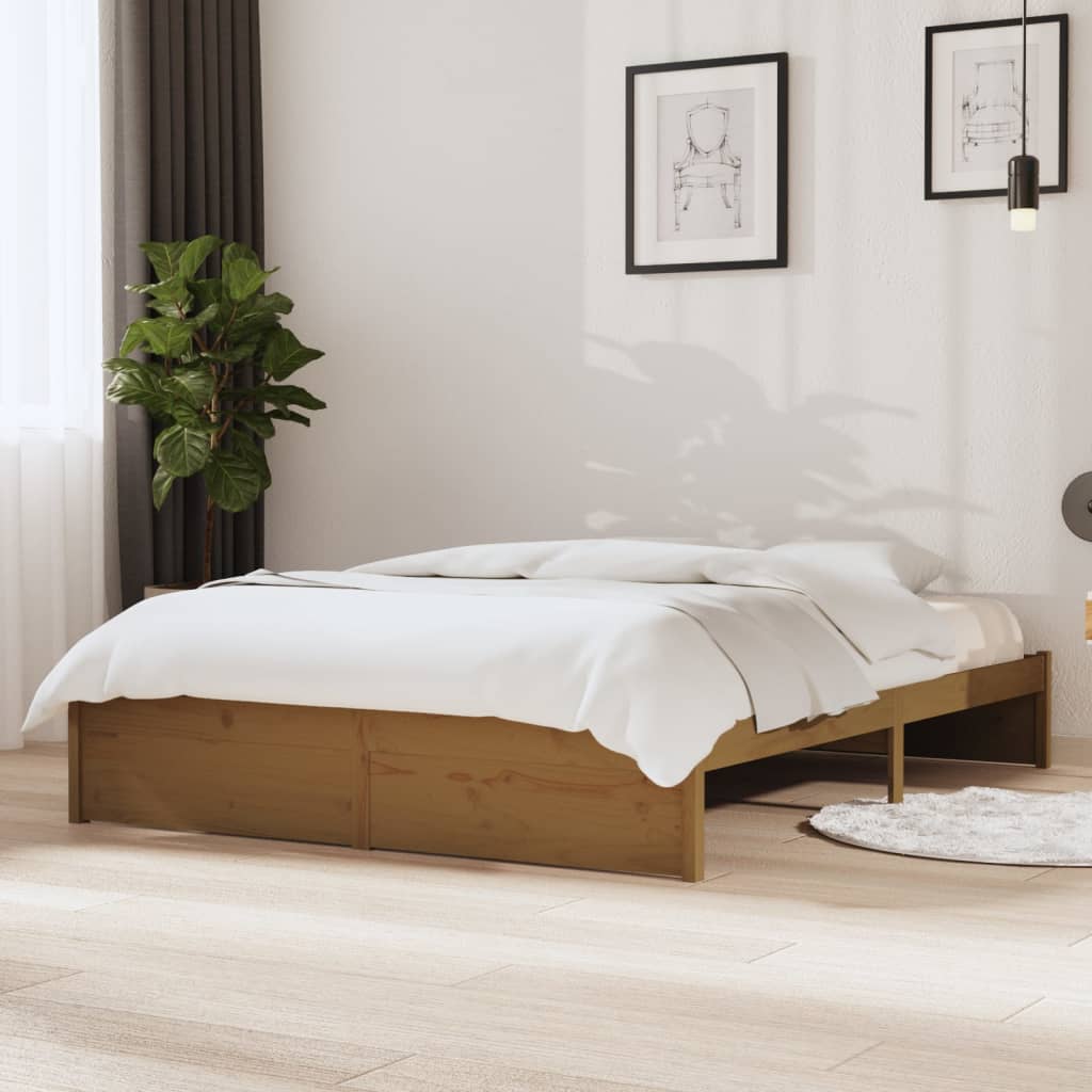 Sengeramme honningbrun heltre 140x190 cm