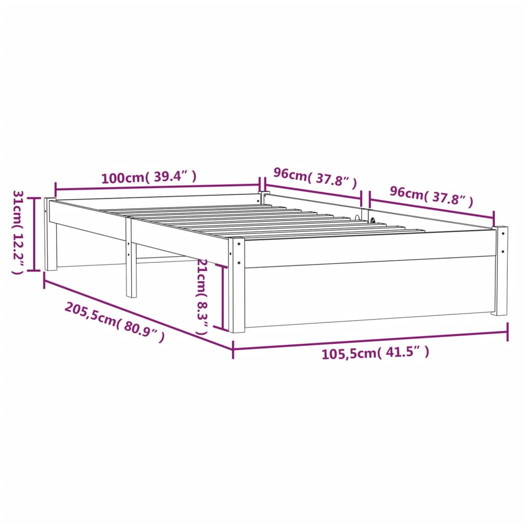 Sengeramme heltre 100x200 cm