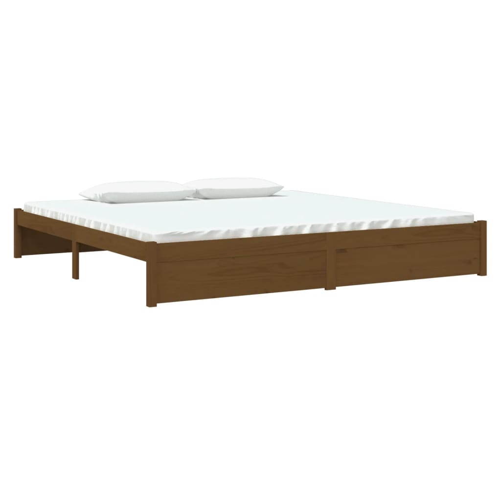 Sengeramme honningbrun heltre 200x200 cm
