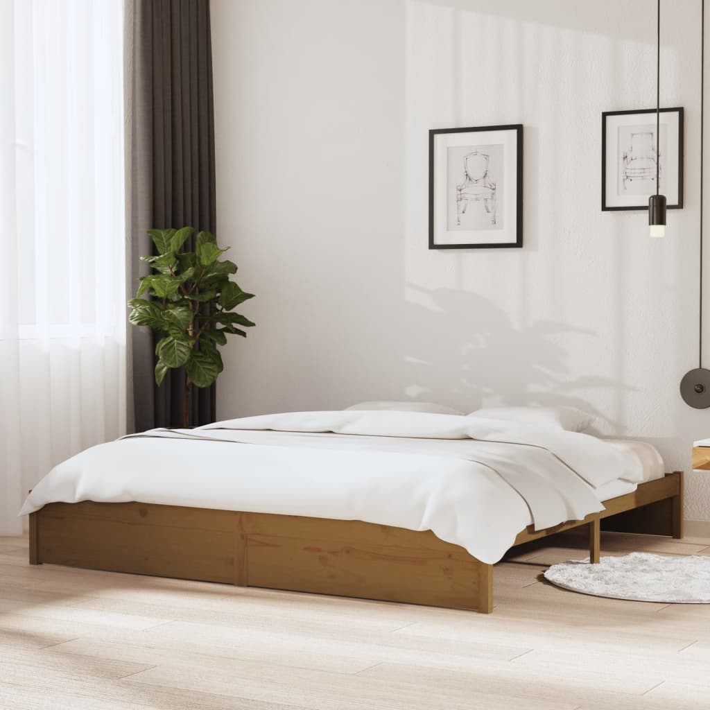 Sengeramme honningbrun heltre 200x200 cm