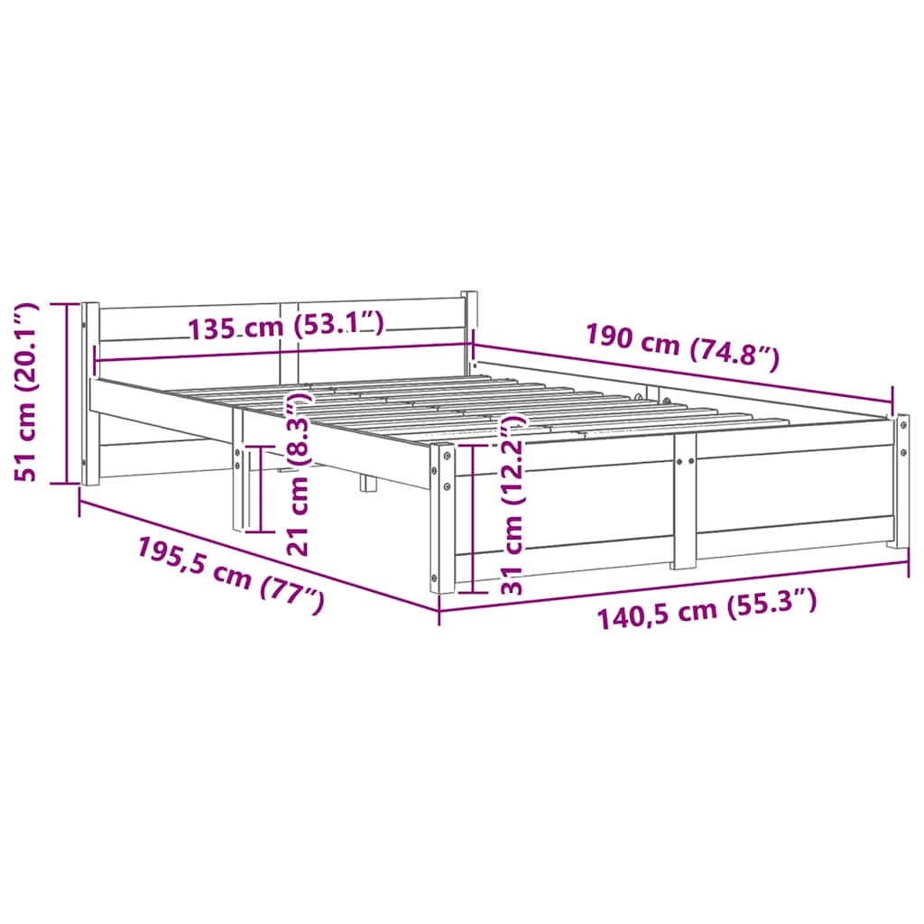 Sengeramme heltre 135x190 cm Double