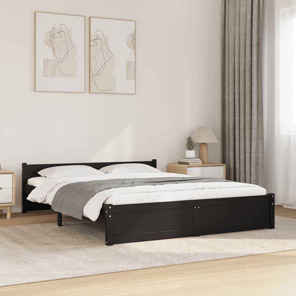 Sengeramme svart heltre 150x200 cm King Size