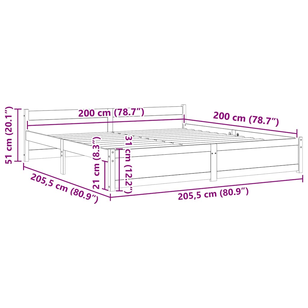 Sengeramme heltre 200x200 cm