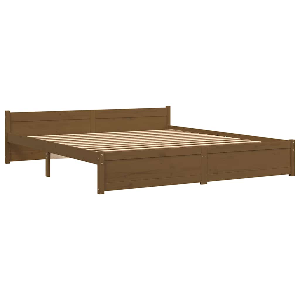 Sengeramme honningbrun heltre 200x200 cm