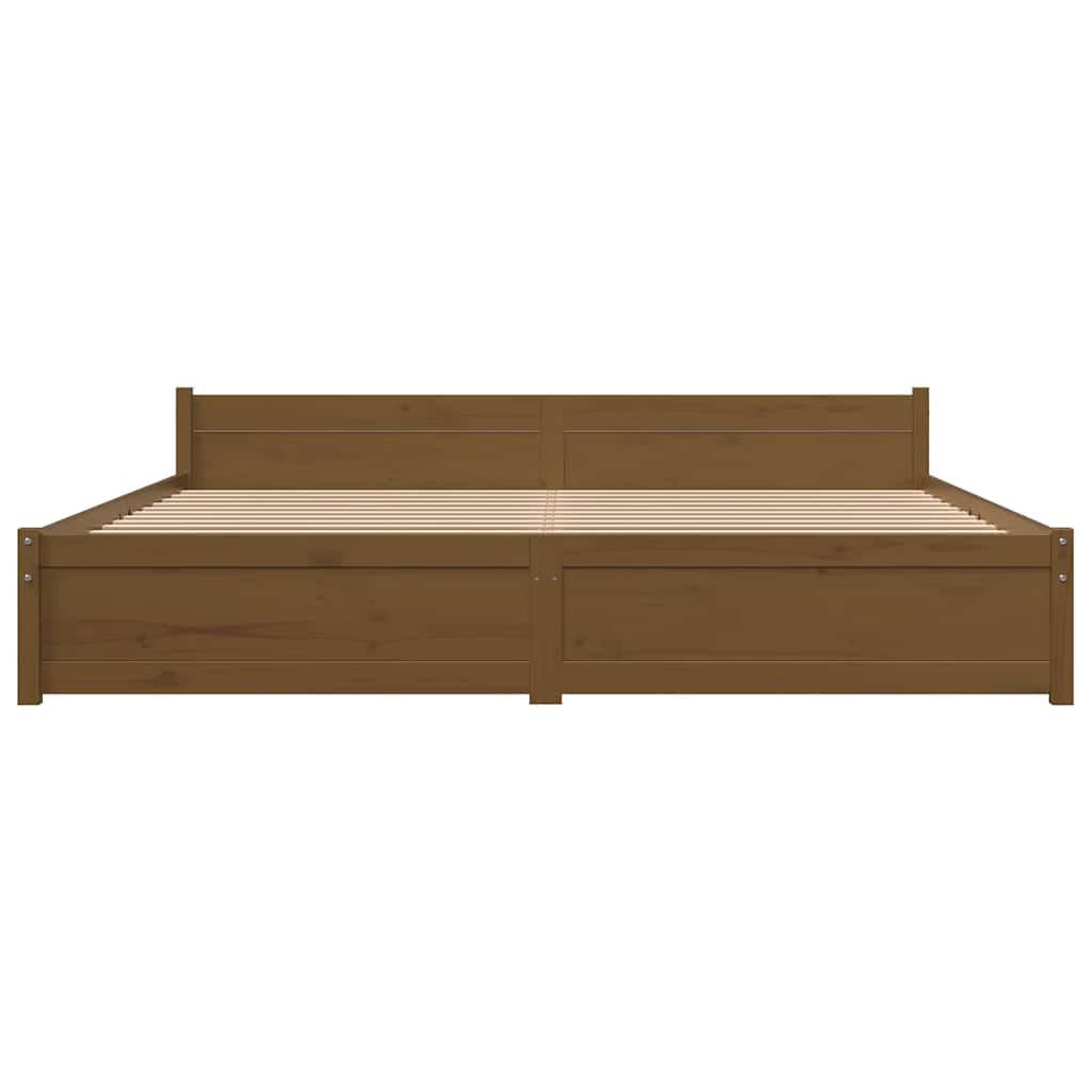 Sengeramme honningbrun heltre 200x200 cm