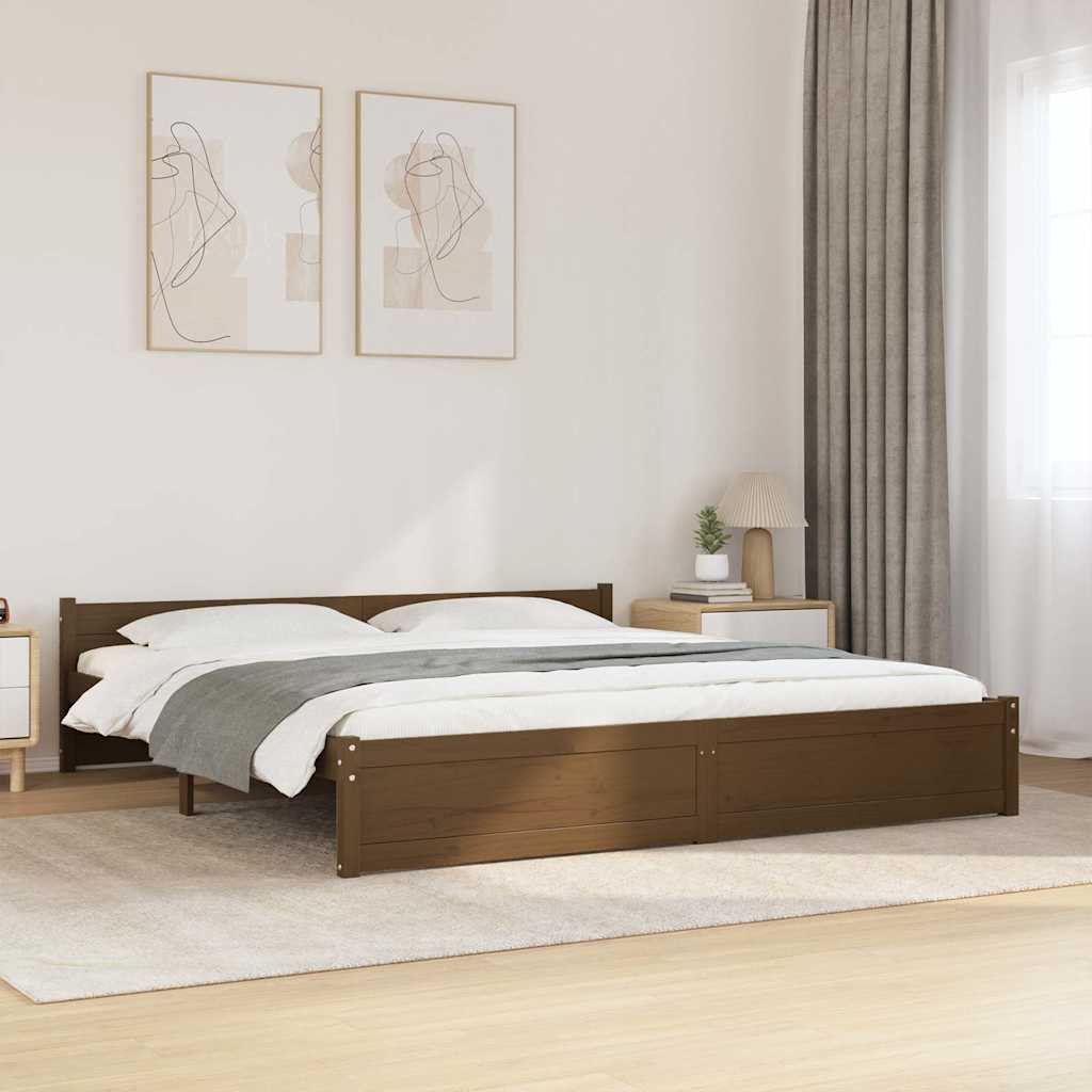 Sengeramme honningbrun heltre 200x200 cm