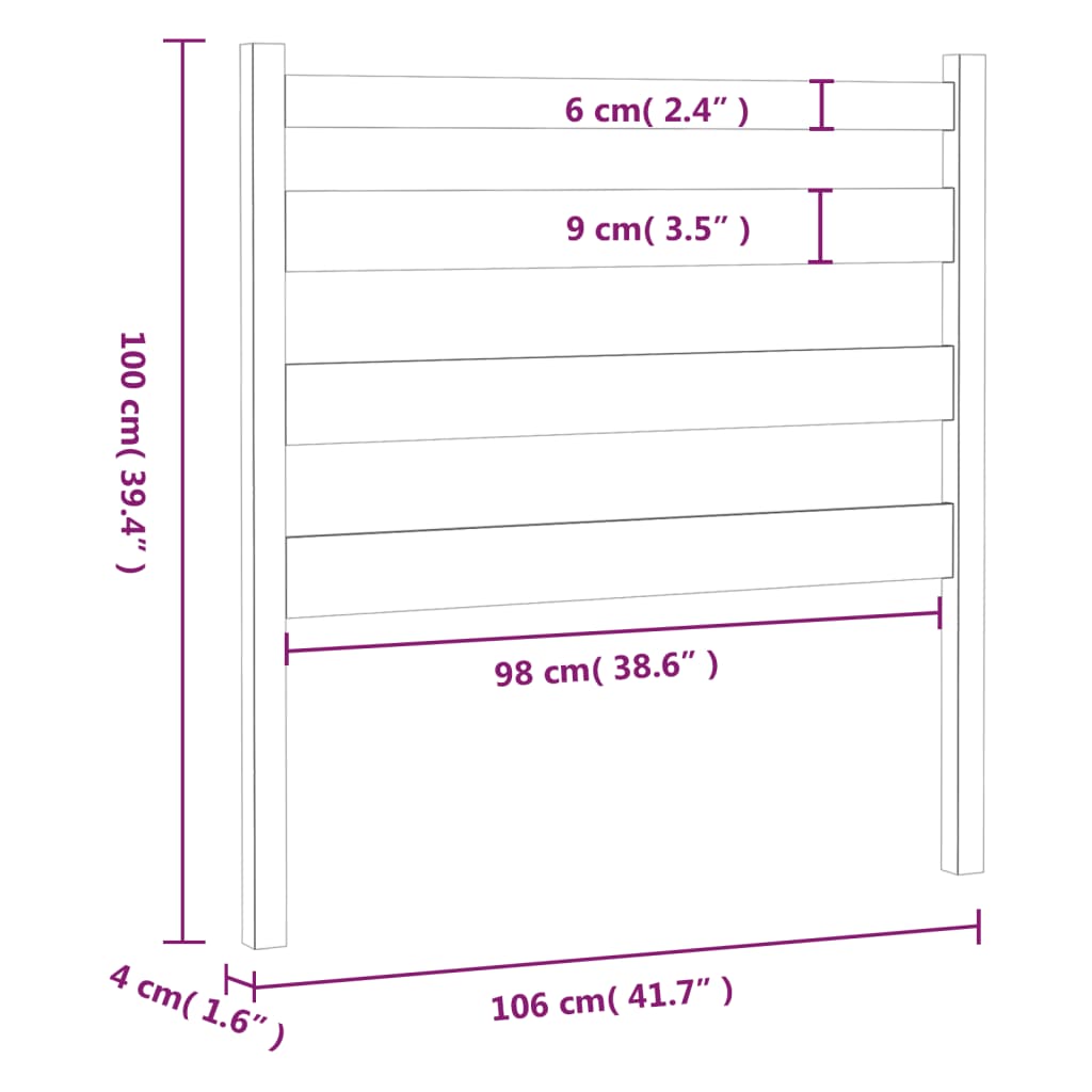 Sengegavl honningbrun 106x4x100 cm heltre furu