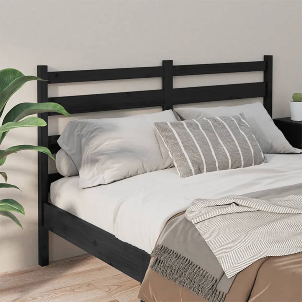 Sengegavl svart 206x4x100 cm heltre furu