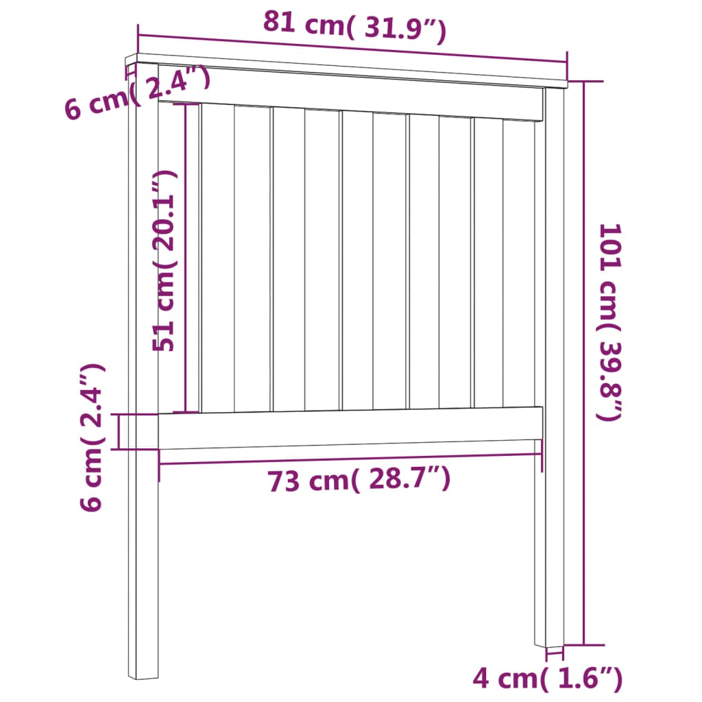 Sengegavl grå 81x6x101 cm heltre furu