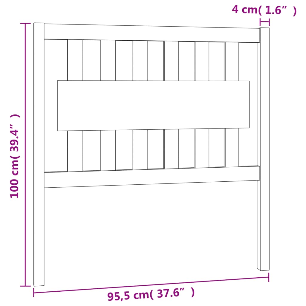 Sengegavl 95,5x4x100 cm heltre furu