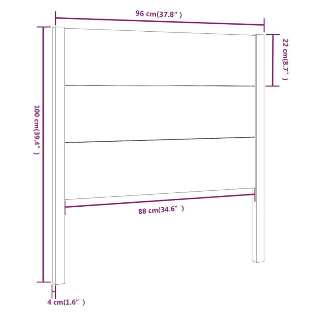 Sengegavl svart 96x4x100 cm heltre furu