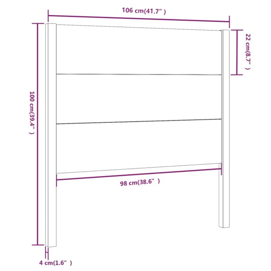 Sengegavl 106x4x100 cm heltre furu