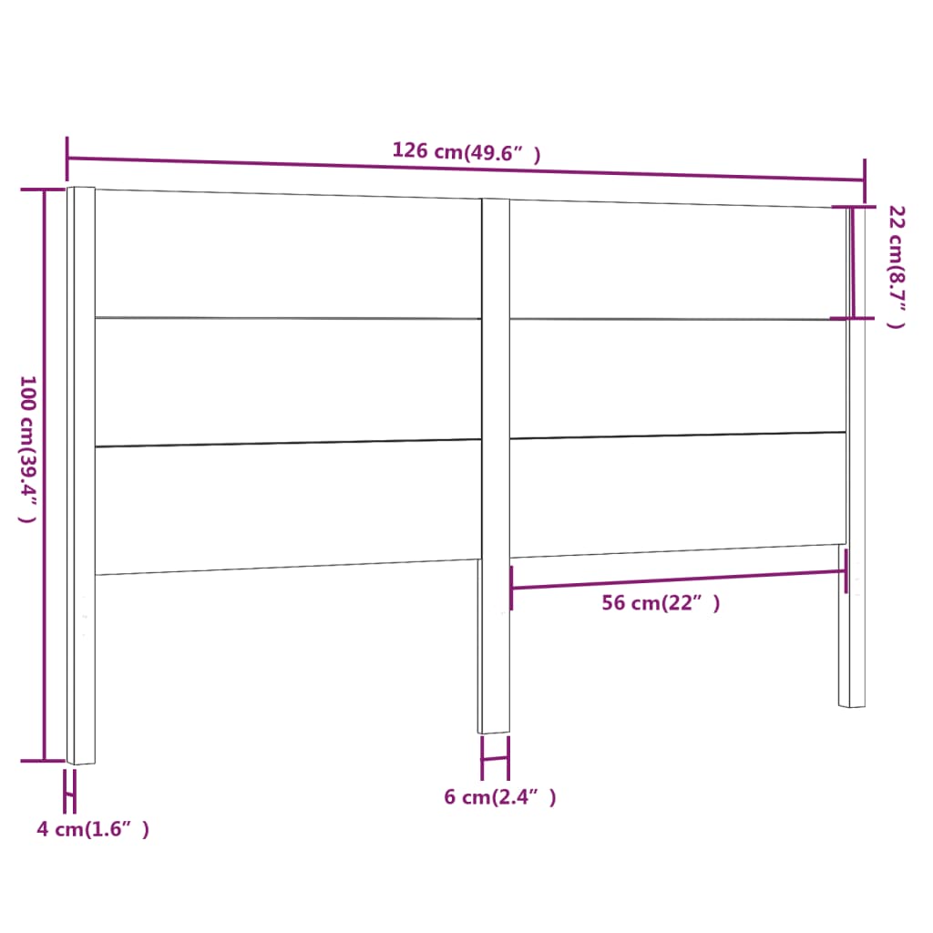 Sengegavl honningbrun 126x4x100 cm heltre furu