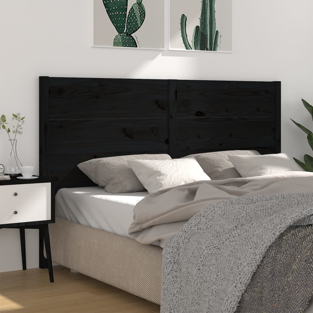 Sengegavl svart 126x4x100 cm heltre furu