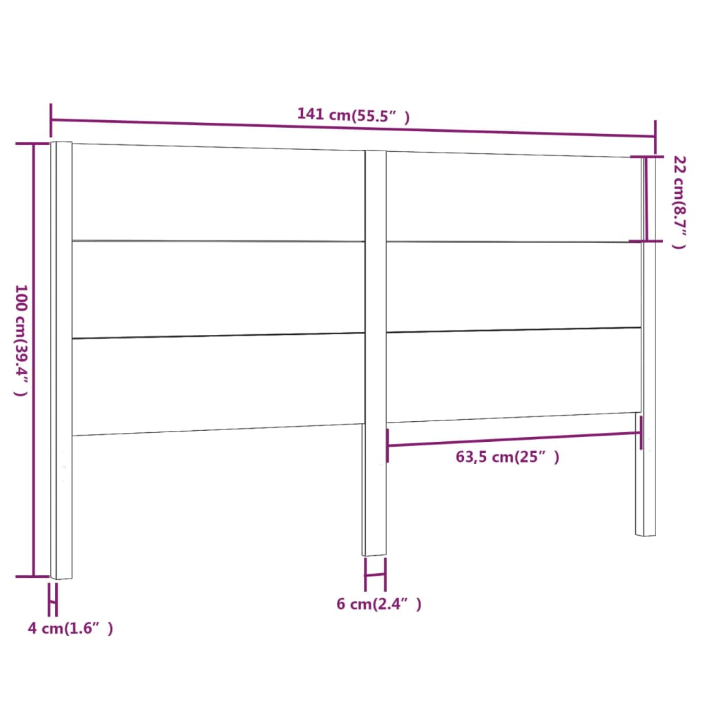 Sengegavl 141x4x100 cm heltre furu