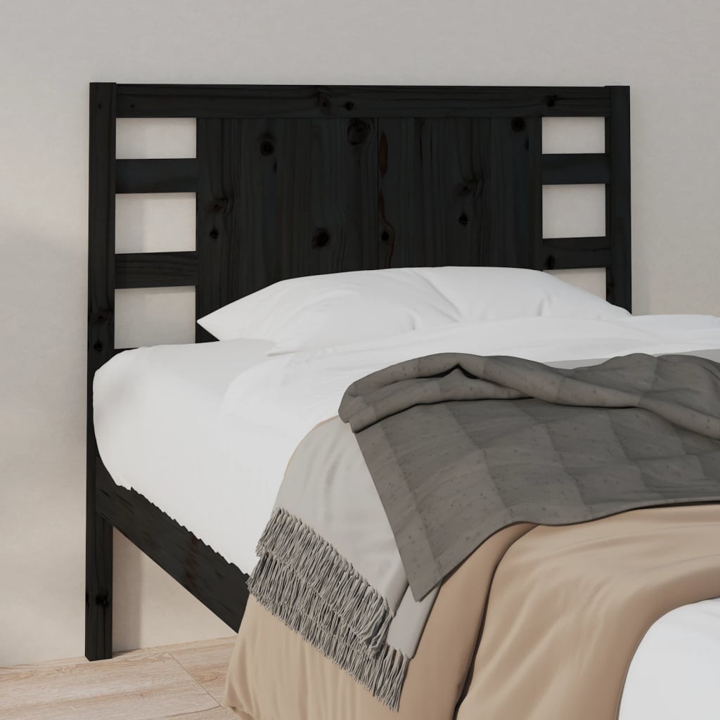 Sengegavl svart 81x4x100 cm heltre furu