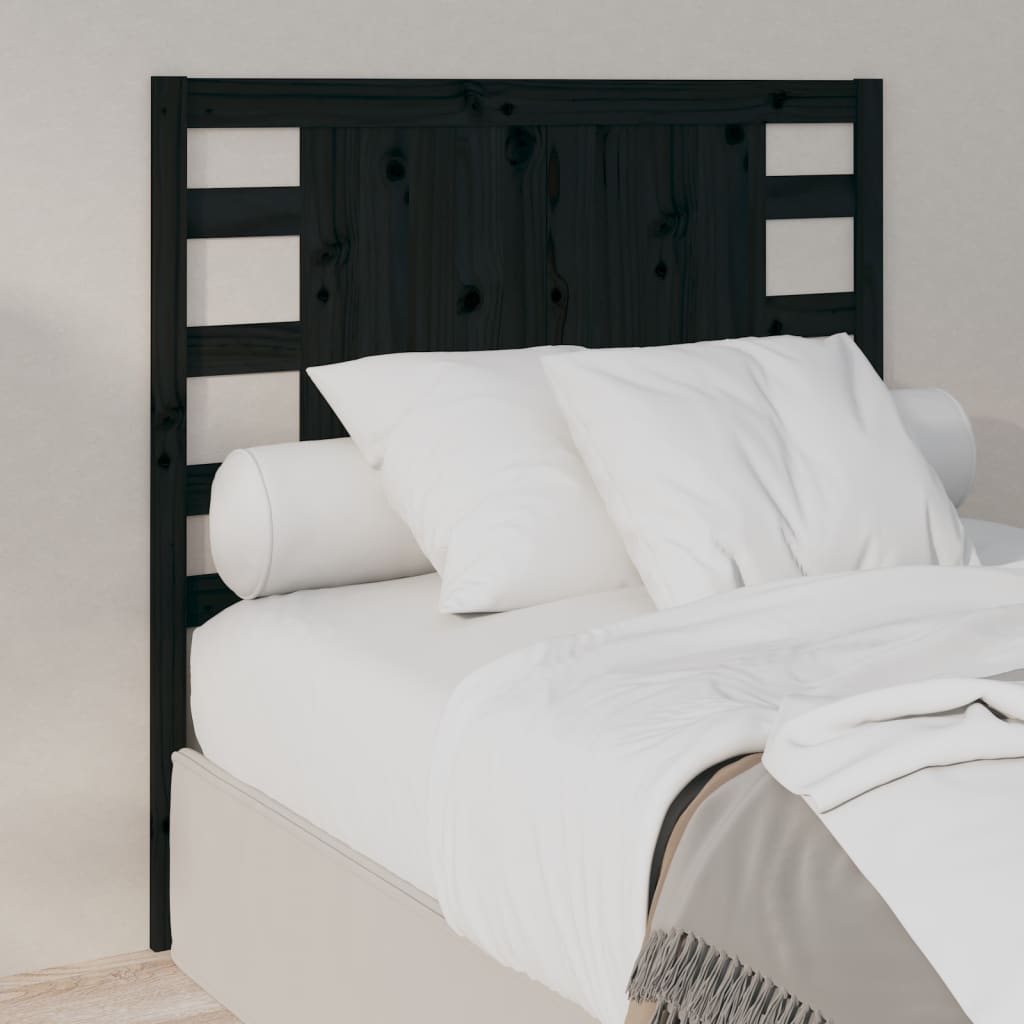 Sengegavl svart 81x4x100 cm heltre furu