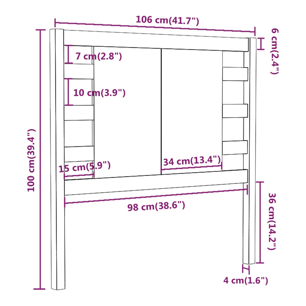 Sengegavl honningbrun 106x4x100 cm heltre furu