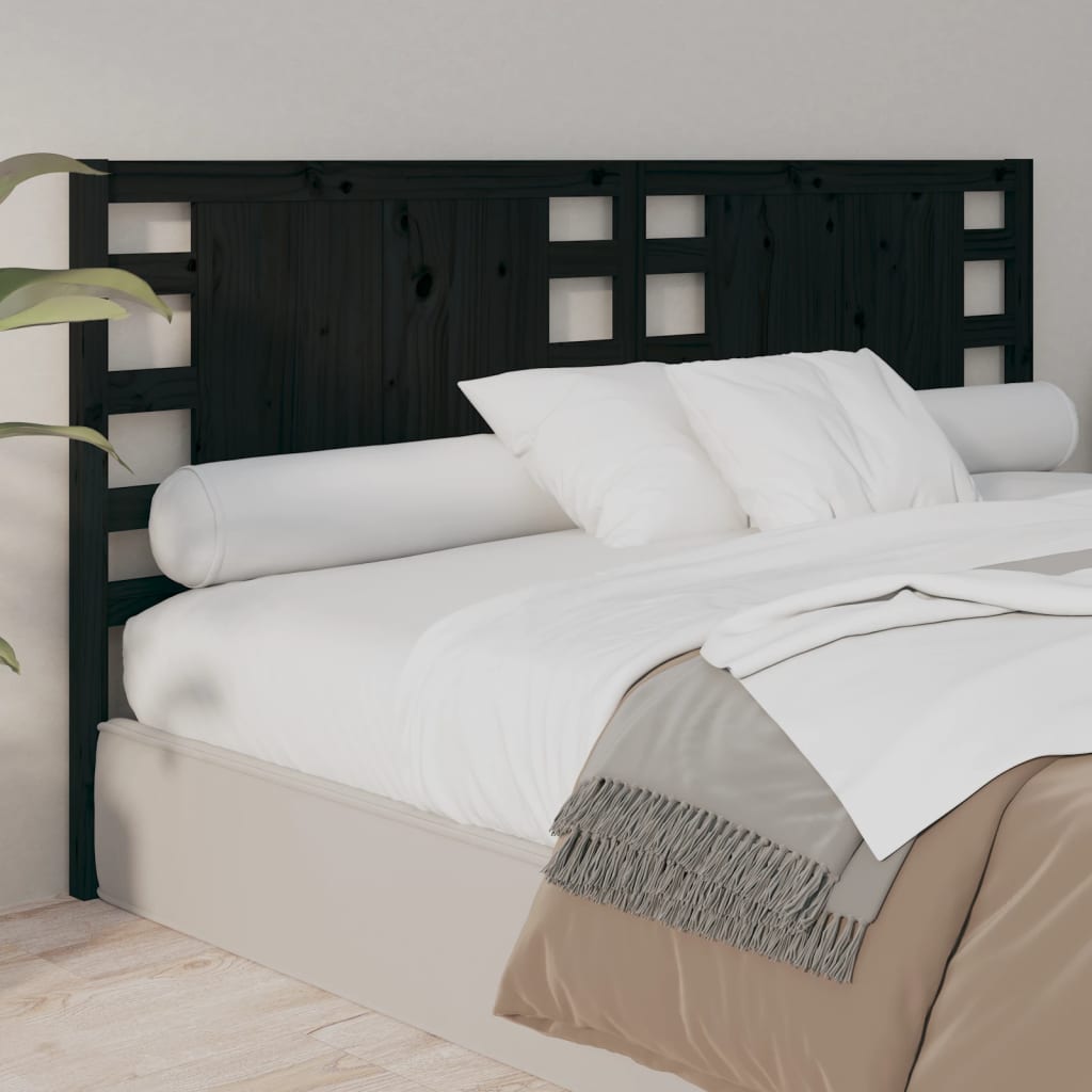 Sengegavl svart 206x4x100 cm heltre furu