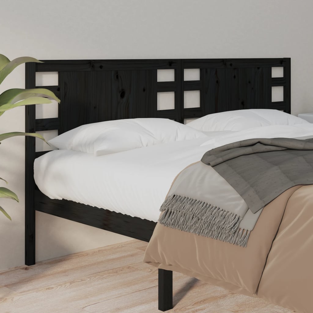 Sengegavl svart 206x4x100 cm heltre furu