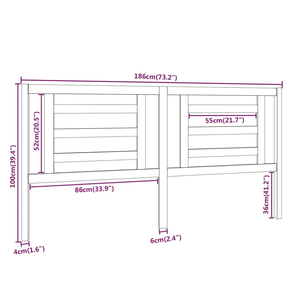 Sengegavl honningbrun 186x4x100 cm heltre furu