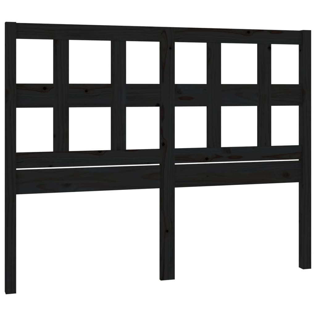 Sengegavl svart 125,5x4x100 cm heltre furu