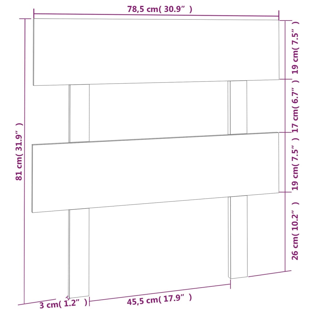 Sengegavl 78,5x3x81 cm heltre furu