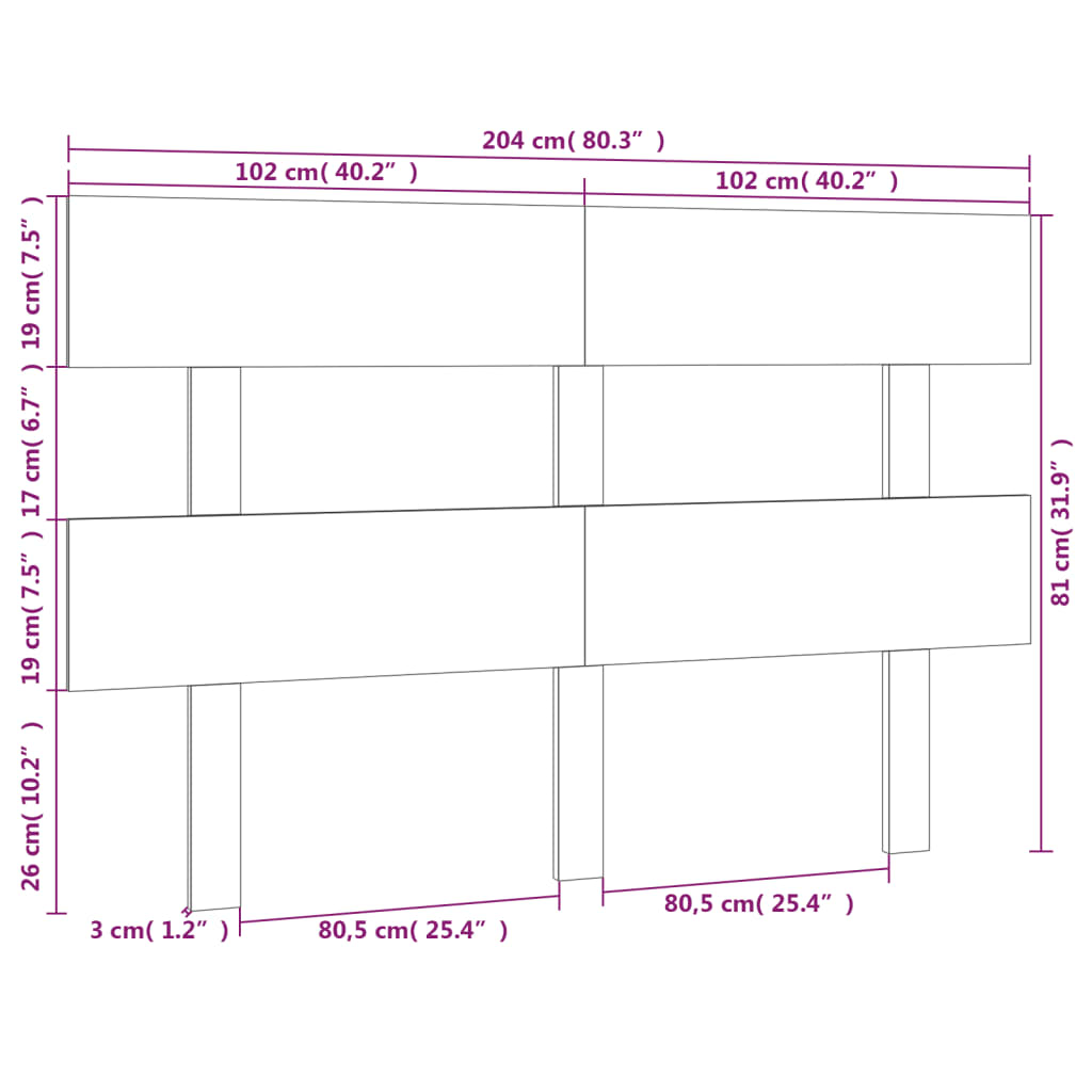 Sengegavl honningbrun 204x3x81 cm heltre furu