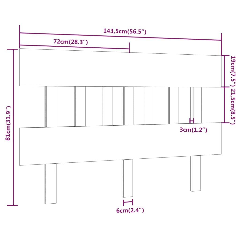 Sengegavl honningbrun 143,5x3x81 cm heltre furu vidaXL