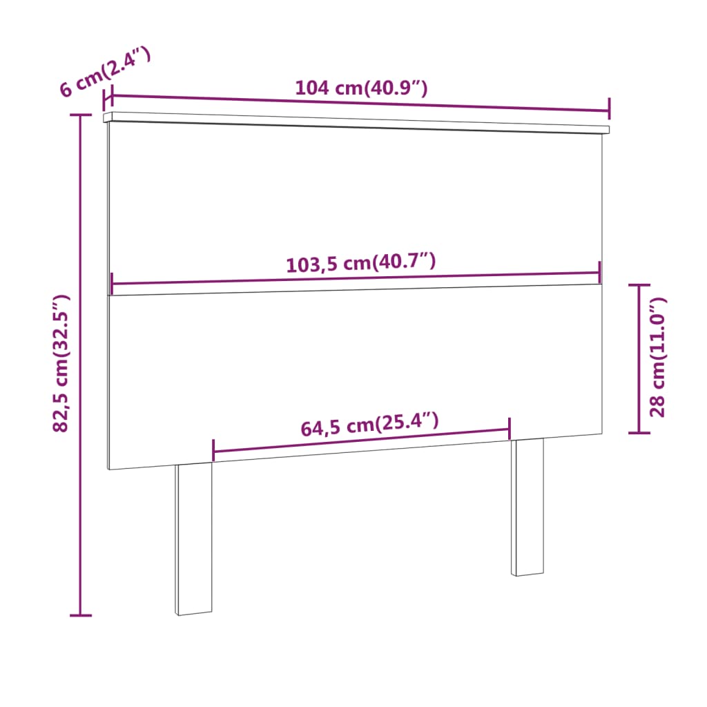 Sengegavl hvit 104x6x82,5 cm heltre furu