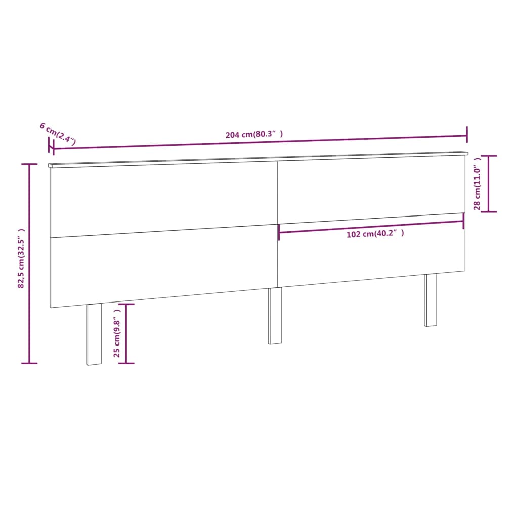Sengegavl 204x6x82,5 cm heltre furu