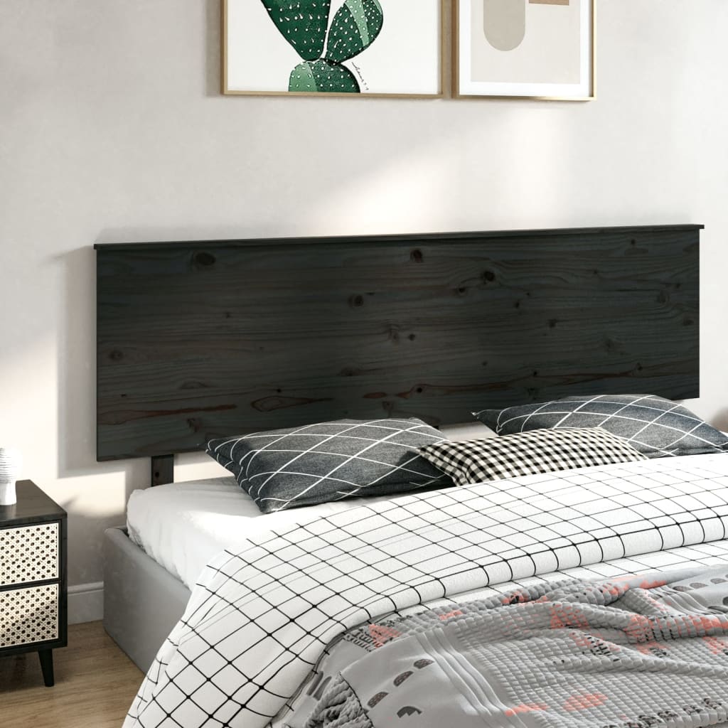 Sengegavl svart 204x6x82,5 cm heltre furu