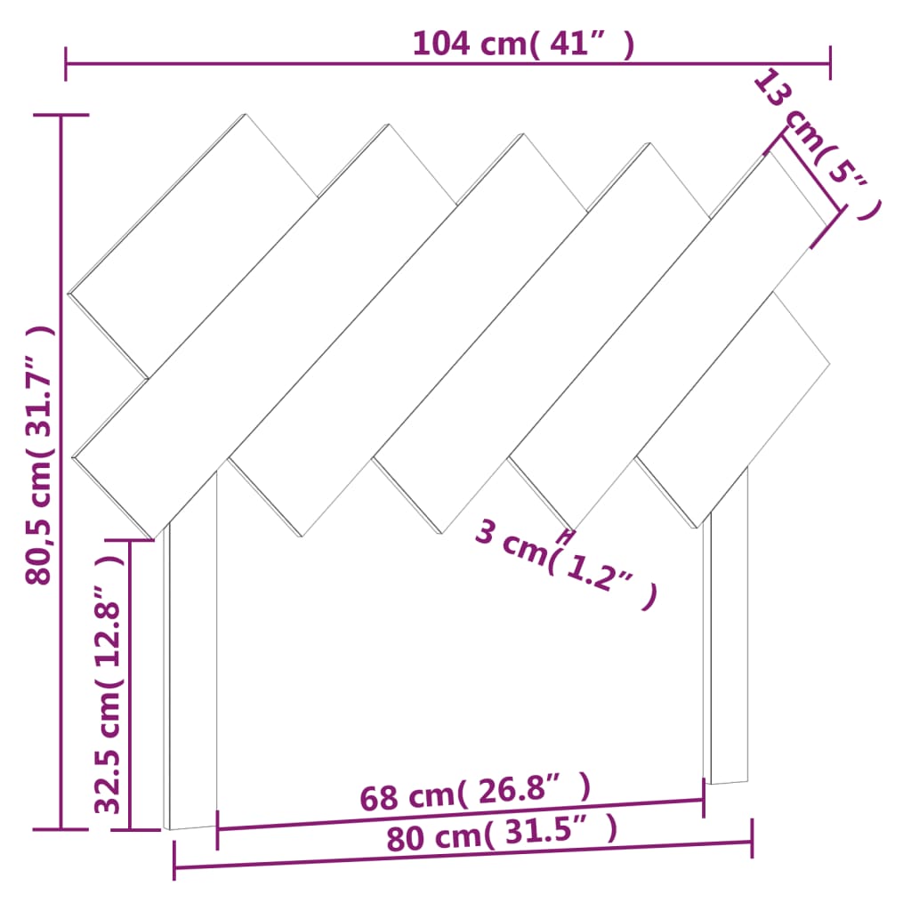 Sengegavl honningbrun 104 x 3 x 80,5 cm heltre furu