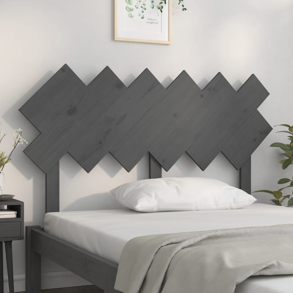 Sengegavl grå 132x3x81 cm heltre furu