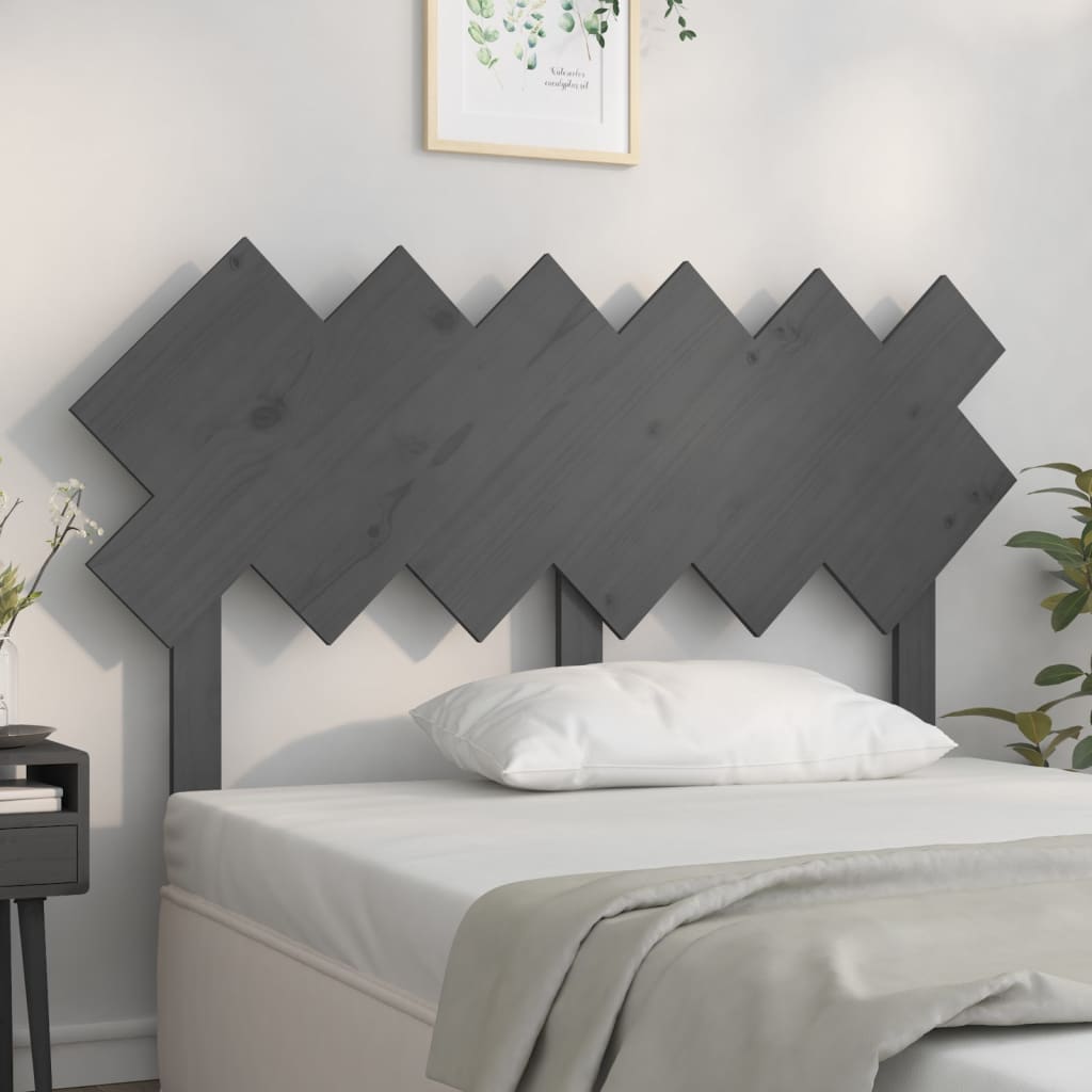 Sengegavl grå 132x3x81 cm heltre furu
