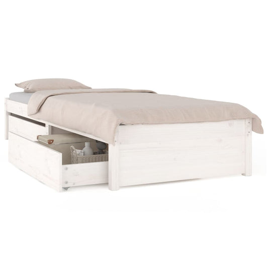 Sengeramme med skuffer hvit 75x190 cm