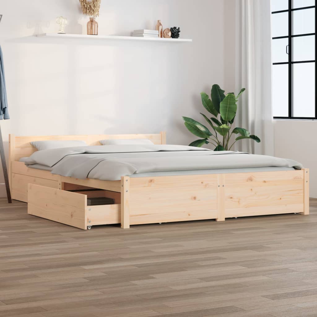 Sengeramme med skuffer 150x200 cm King Size