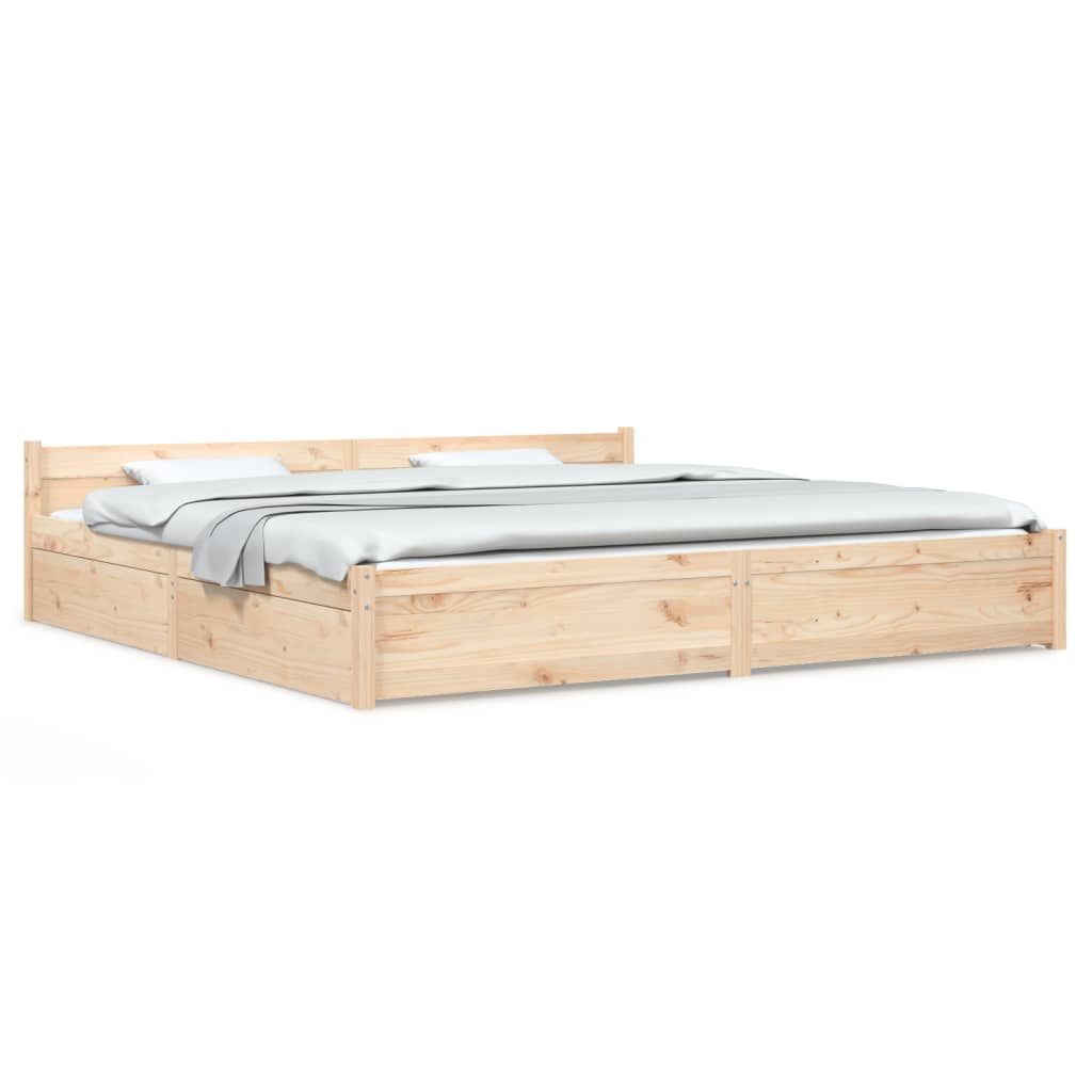 Sengeramme med skuffer 200x200 cm