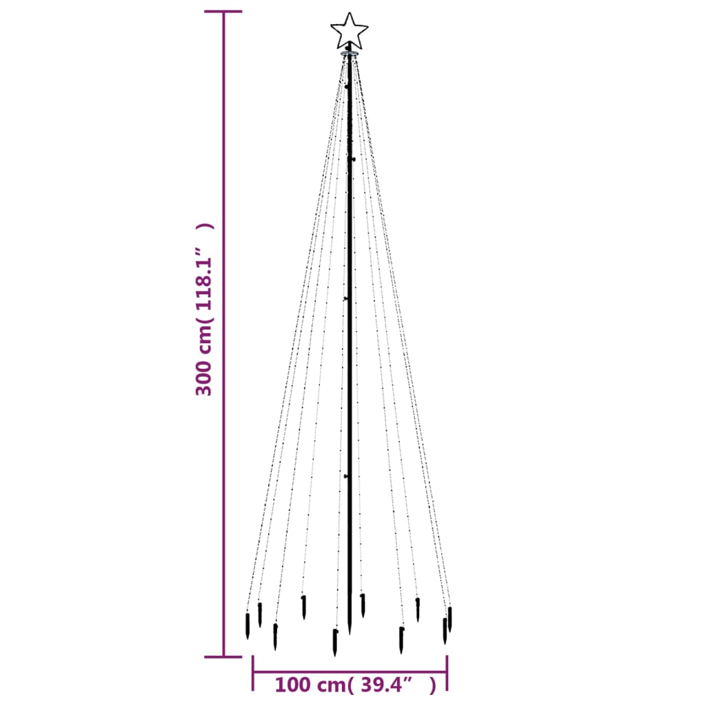Juletre med bakkeplugg 310 LED kaldhvit 300 cm