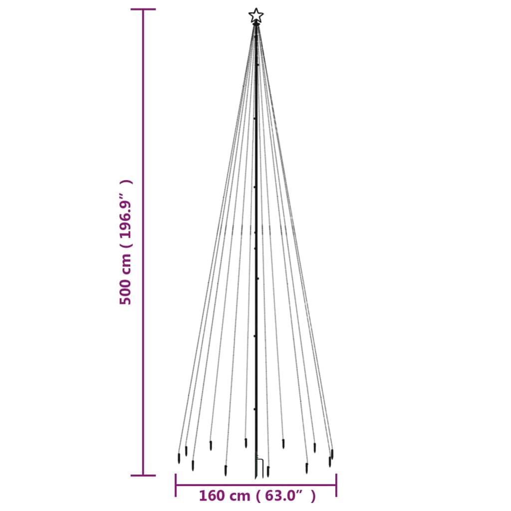 Juletre med bakkeplugg 732 lysdioder varmhvit 500 cm